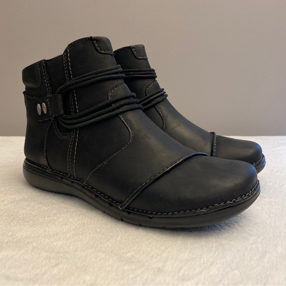 Women’s Clarks Unstructured Un Loop Up – Black Leather - 9 Wide - Picture 1 of 9